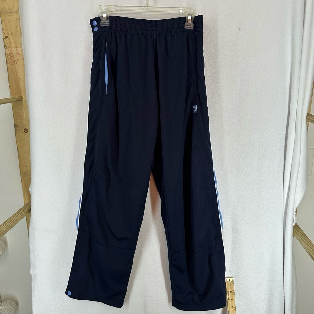 Wilson Athletic Side Button Straight Leg Gym Pants Womens Small Navy Blue